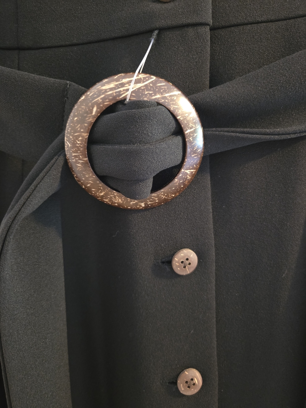 Calvin Klein Black Midi Shirt Dress with Buckle Belt - Picture 2 of 5